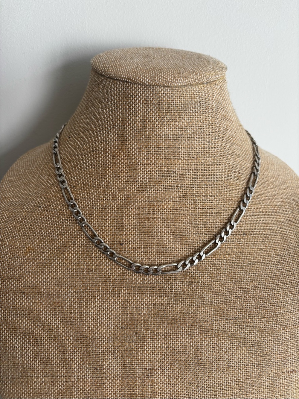 Italian 925 Silver Figaro Chain Necklace, 18”, 31.47g